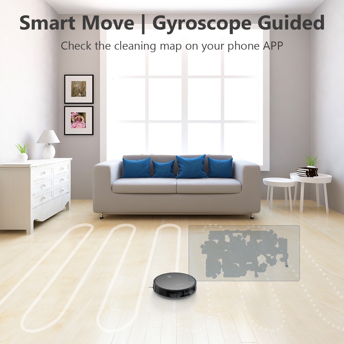 Ziglint D5 Gyroscope Navigation Robot Vacuum Cleaner- Dark Gray US