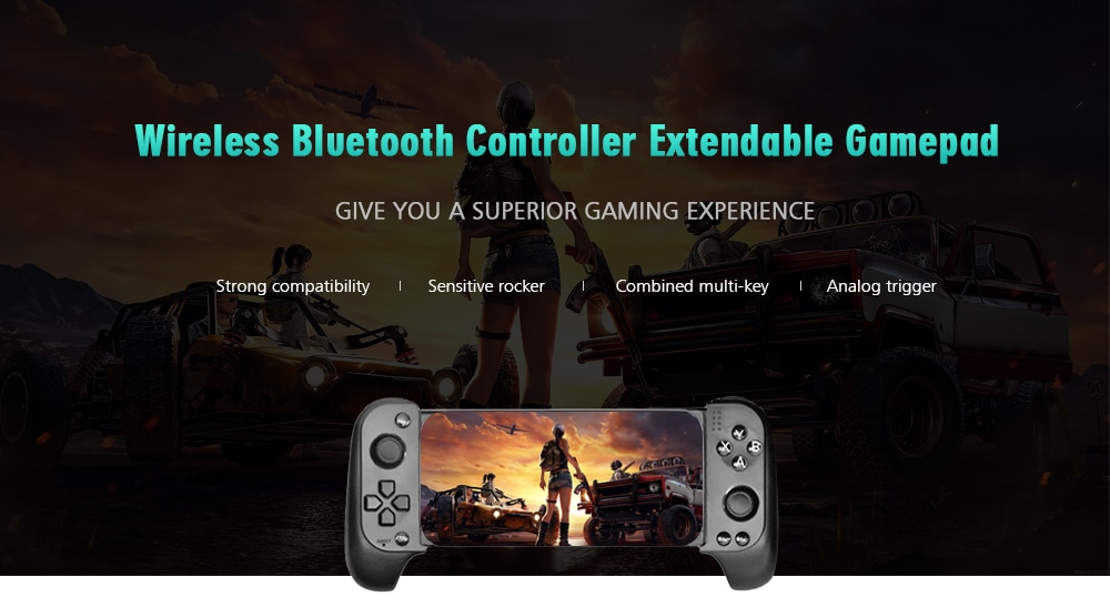 STK - 7007 Wireless Bluetooth Controller Extendable Gamepad- Red and blue