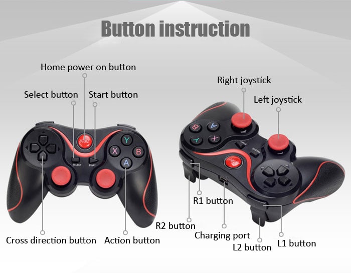 T3 Wireless Bluetooth 3.0 Gamepad Gaming Controller for Android System- Black