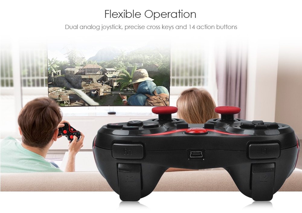 T3 Wireless Bluetooth 3.0 Gamepad Gaming Controller for Android System- Black