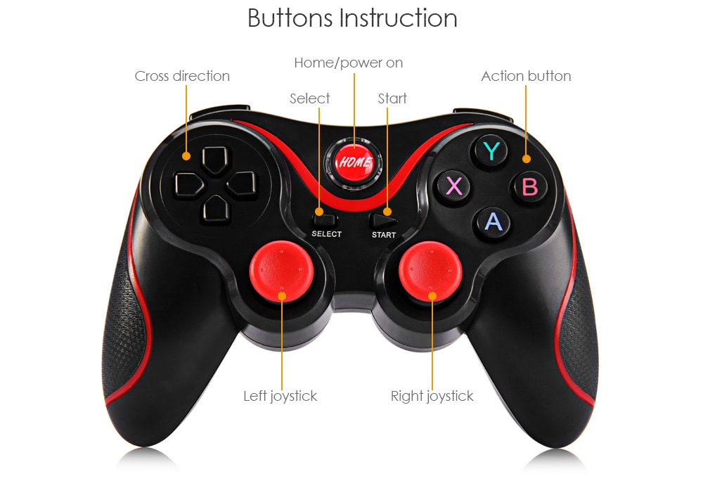 T3 Wireless Bluetooth 3.0 Gamepad Gaming Controller for Android System- Black