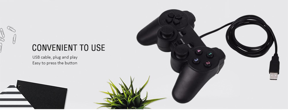 Wired USB Game Controller Joypad- Black