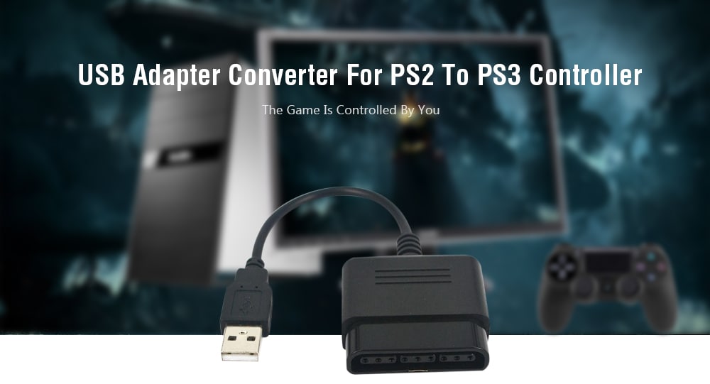 USB Adapter Converter for PS2 to PS3 Game Controller- Black