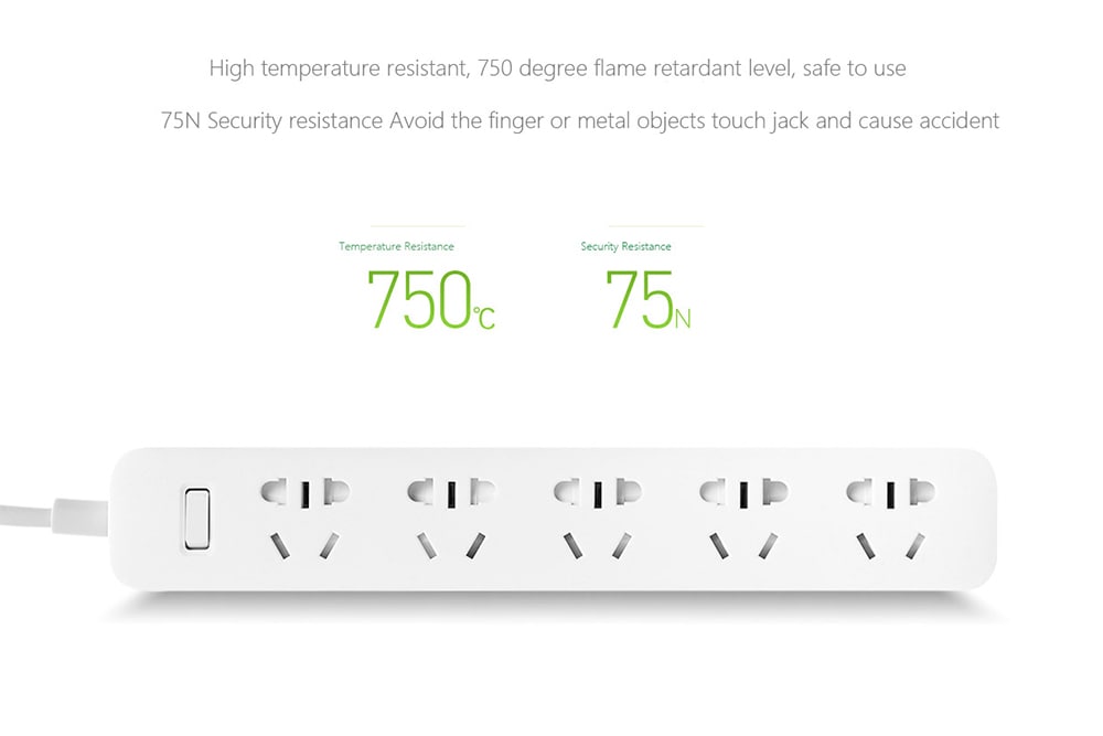 Original Xiaomi Mi Charging Power Strip 5 Outlet- White