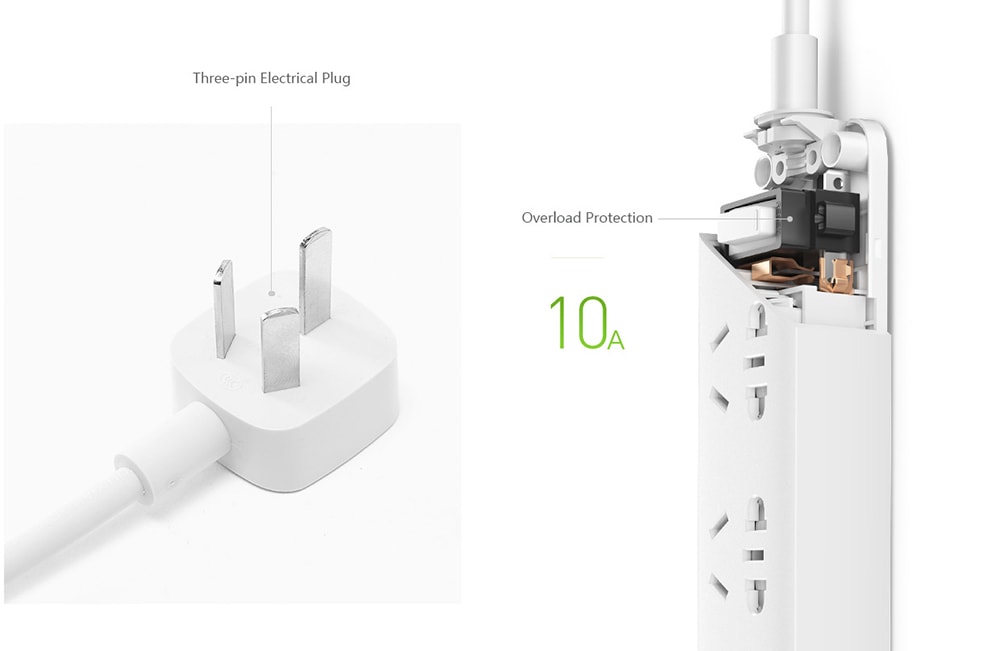 Original Xiaomi Mi Charging Power Strip 5 Outlet- White