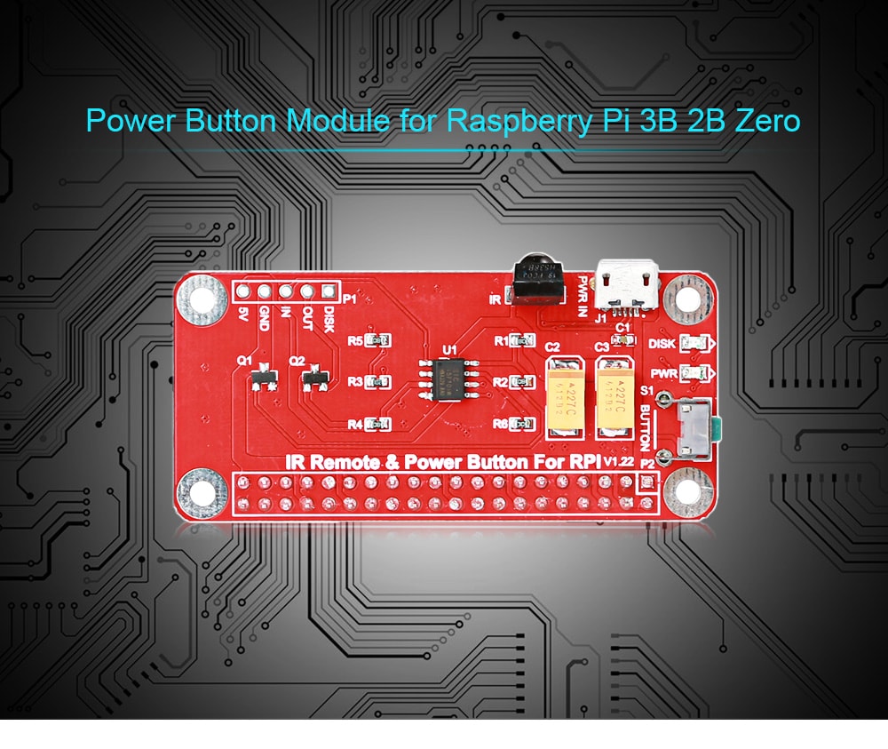 IR Remote Control Power Button Module for Raspberry Pi 3B 2B Zero- Red