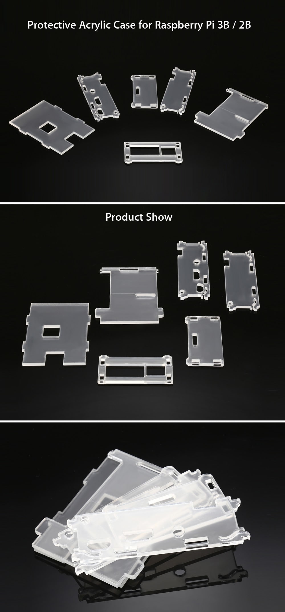 Protective Acrylic Case for Raspberry Pi 3B / 2B- Transparent