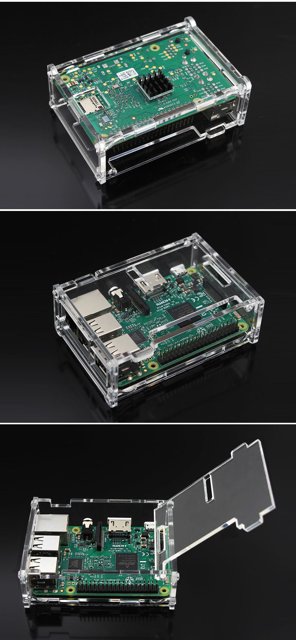 Protective Acrylic Case for Raspberry Pi 3B / 2B- Transparent