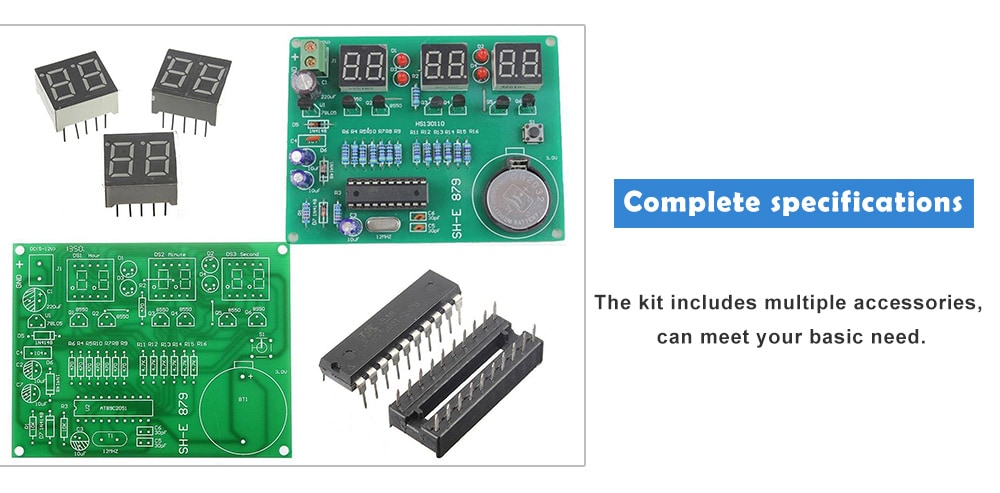 ZnDiy - BRY AT89C2051 DIY 6 Digital LED Electronic Clock Kit ( DC 6 - 12V )- Clover Green