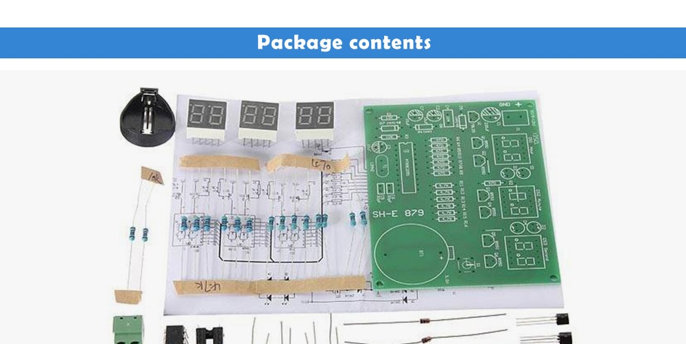 ZnDiy - BRY AT89C2051 DIY 6 Digital LED Electronic Clock Kit ( DC 6 - 12V )- Clover Green