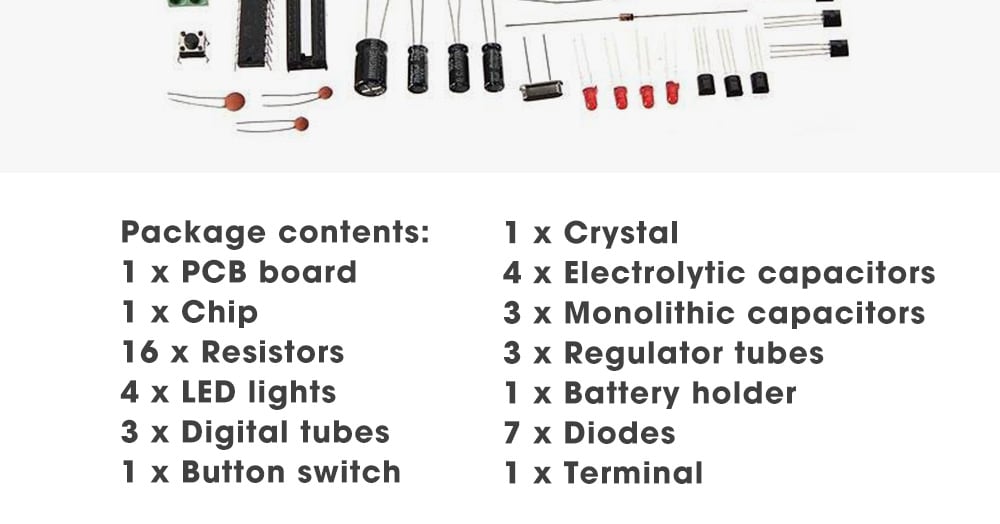 ZnDiy - BRY AT89C2051 DIY 6 Digital LED Electronic Clock Kit ( DC 6 - 12V )- Clover Green