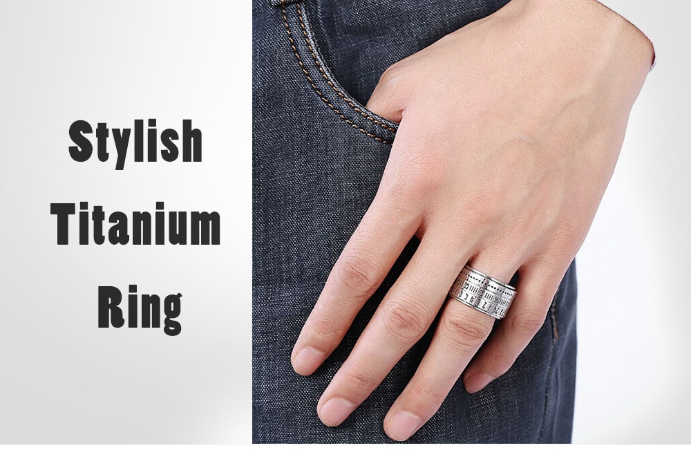 Stylish Titanium Ring of Time Swirling- Silver US 11