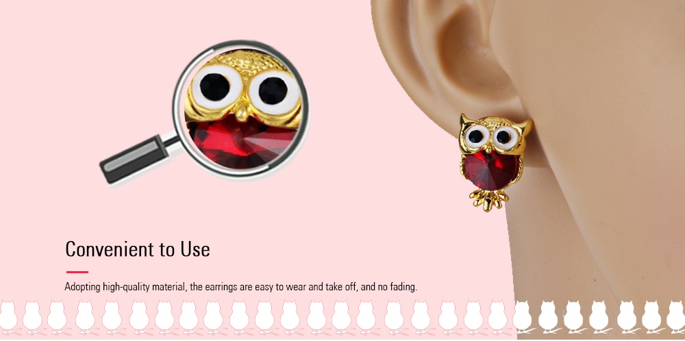 Faux Gem Owl Tiny Stud Earrings- Blue