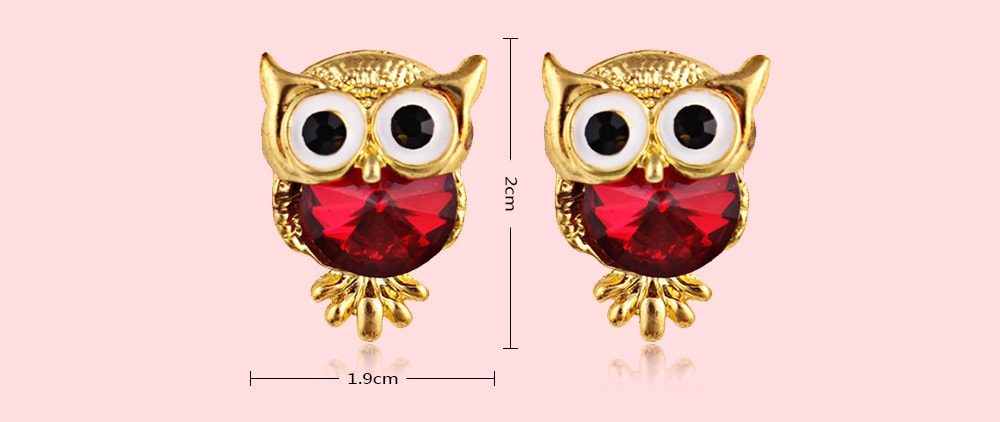 Faux Gem Owl Tiny Stud Earrings- Blue