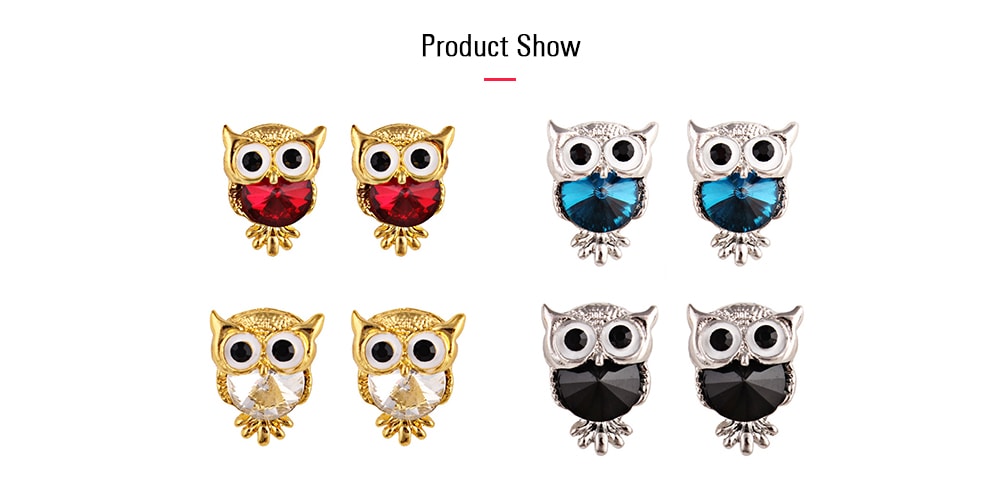 Faux Gem Owl Tiny Stud Earrings- Blue