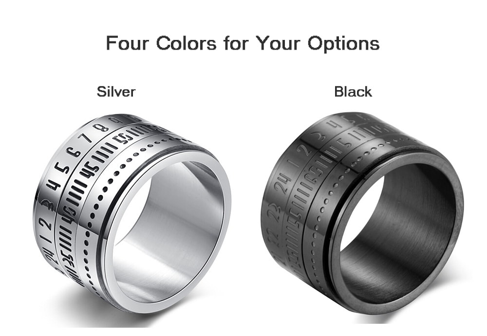 Stylish Titanium Ring of Time Swirling- Black US 11