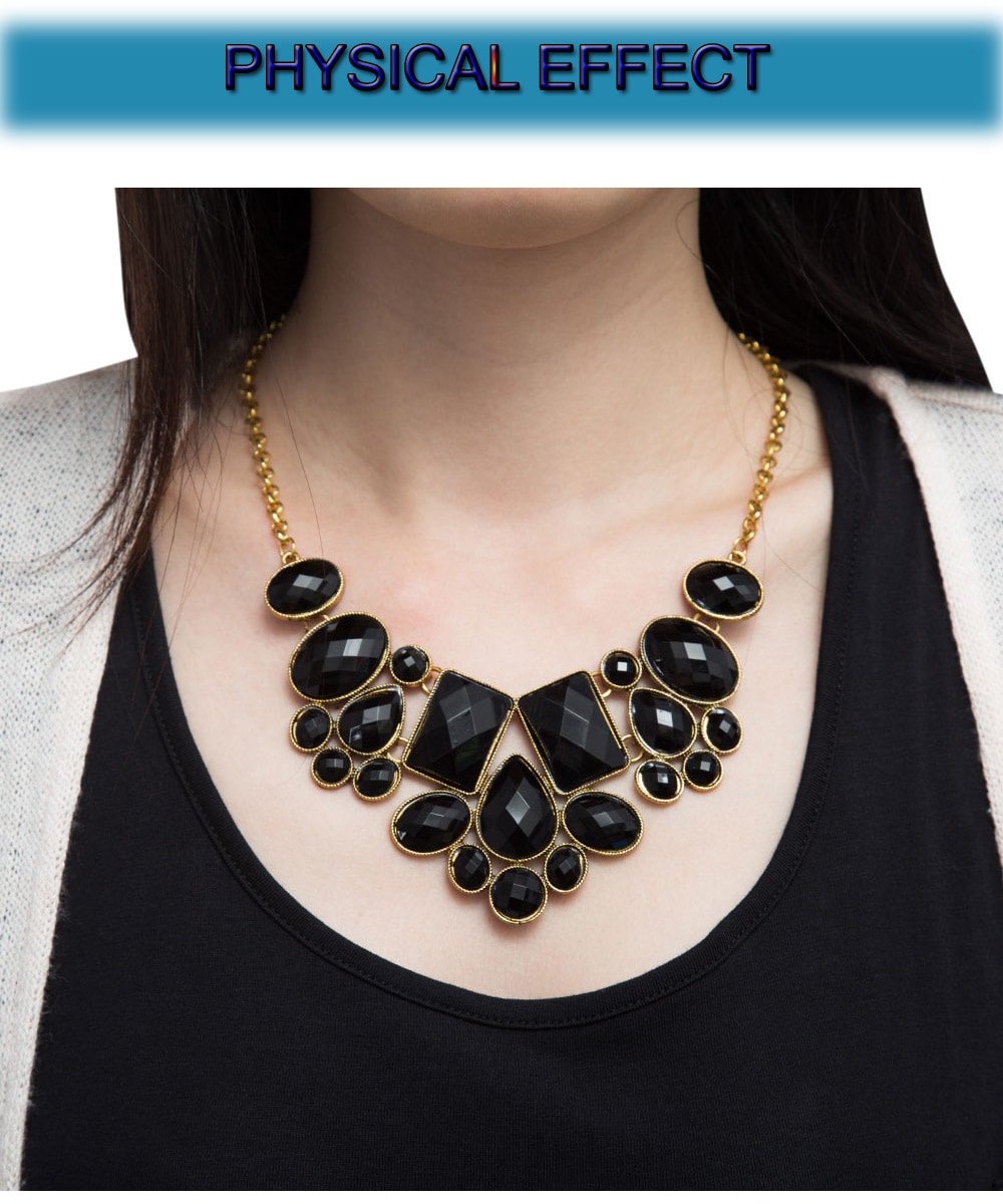 Women Water Drop Geometric Faux Gem  Necklace- Colorful