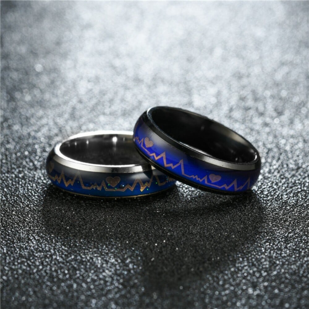 Titanium Steel Color Changing Mood Lovers Ring for Lovers Romantic- Gold US 6