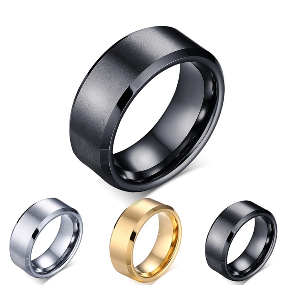 Women for Men Fashionable Stainless Steel Matte Ring Jewelry Gift- Gold US 6