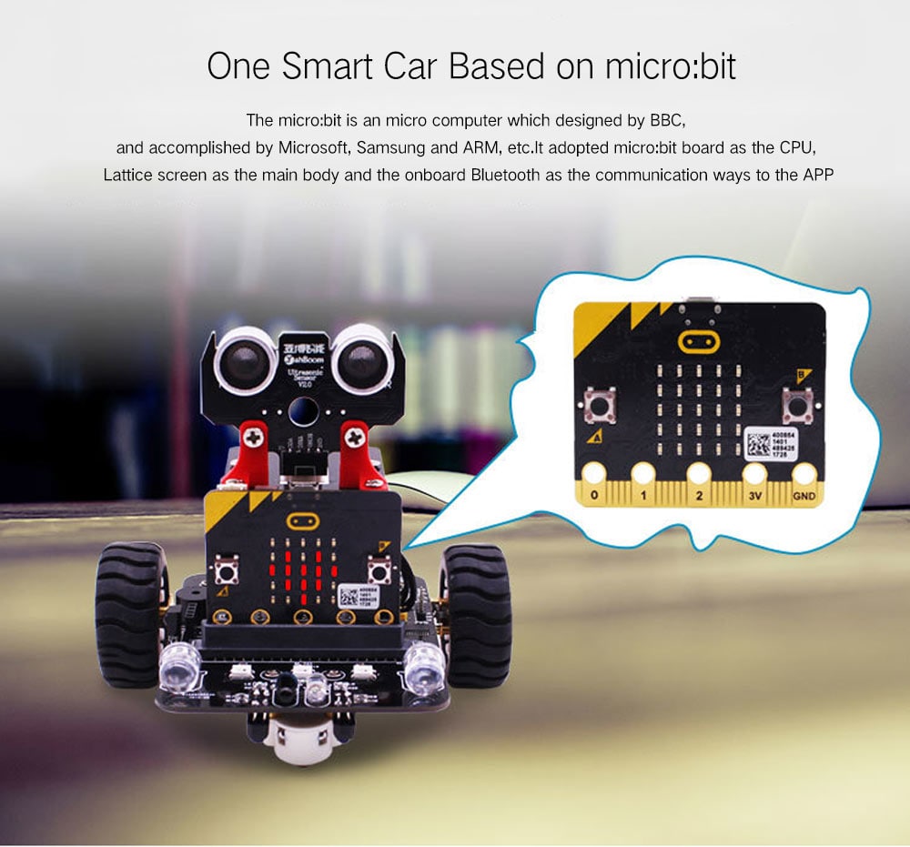 Yahboom Smart Robot Car Kit for Kids BBC Programmable DIY Toys Scientific STEM Education- Black