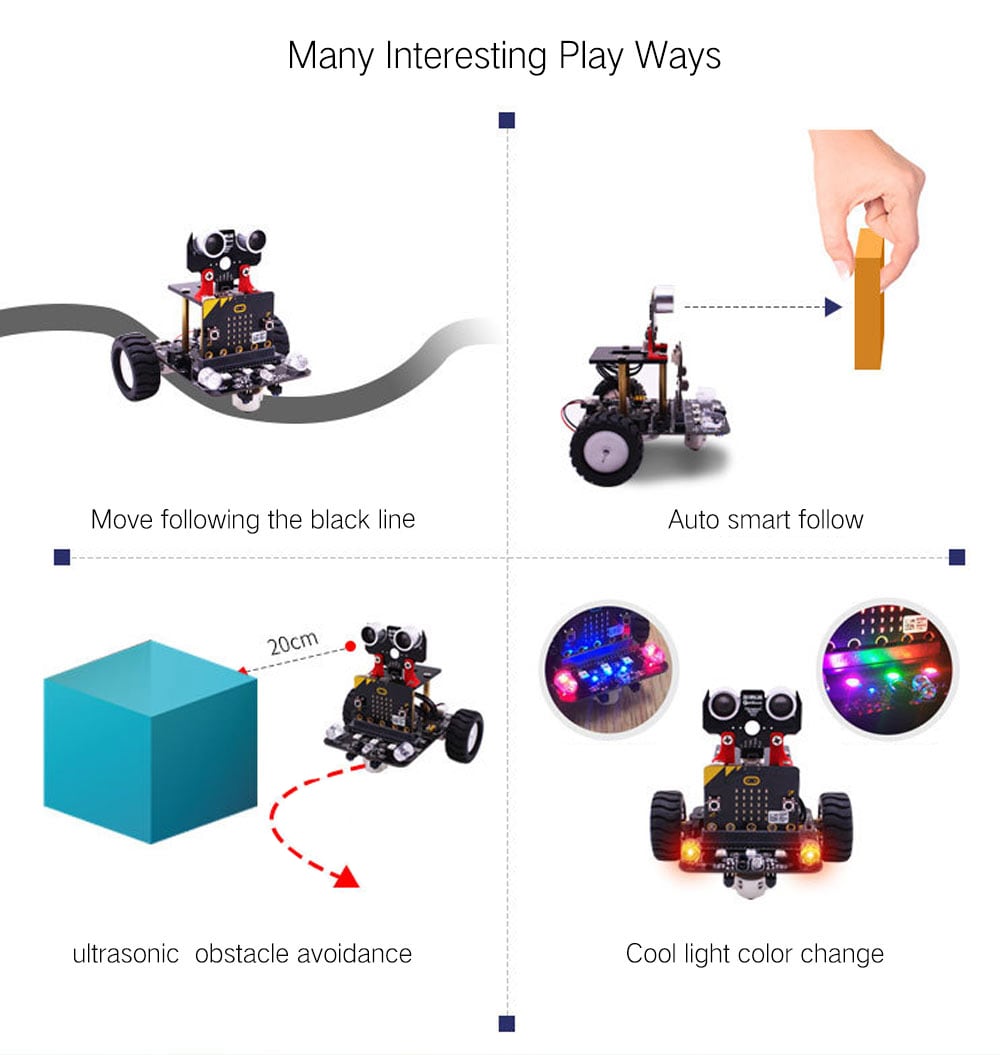 Yahboom Smart Robot Car Kit for Kids BBC Programmable DIY Toys Scientific STEM Education- Black