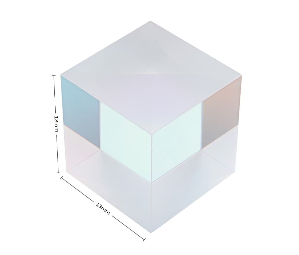 Optical Cube Prism Beam Combination Toy 18mm x 18mm 1pc- Transparent