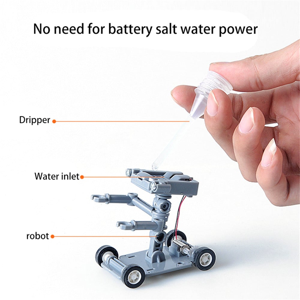 Salt Water Fuel Cell Car DIY Educational Assembles Toys Kit Powered Robot Learning Mini Gift Ideas - Gray