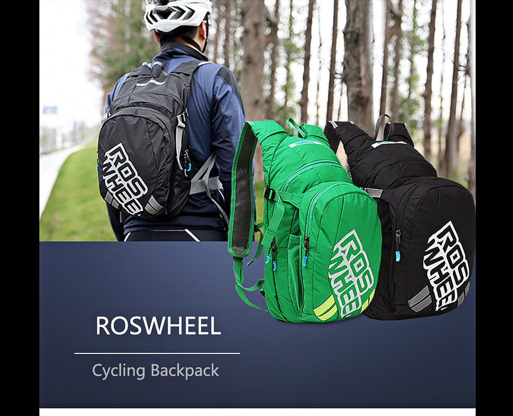 ROSWHEEL 151367 Tear-resistant Nylon 8L Cycling Backpack Water Bladder Bag- Black