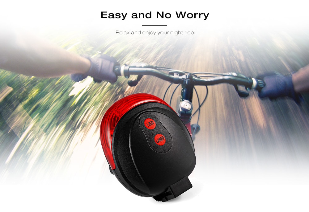 Laser Bicycle Tail Light LED Warning Flash Riding Equipment- Red with Black