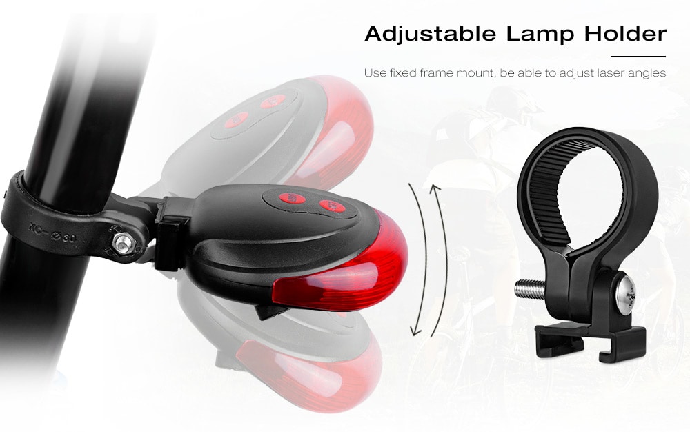 Laser Bicycle Tail Light LED Warning Flash Riding Equipment- Red with Black