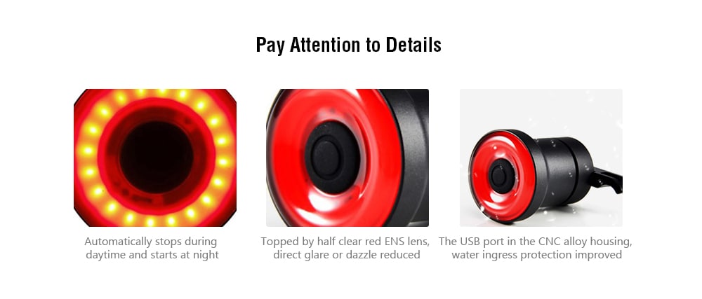 Xlite100 Bicycle Intelligent Induction Brake Lights USB Charging Night Taillights- Black Seat tube