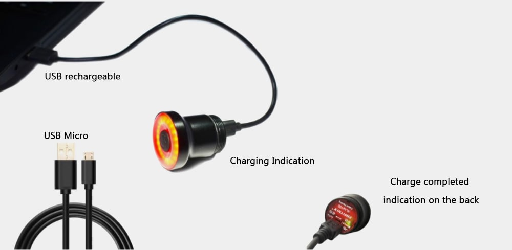 Xlite100 Bicycle Intelligent Induction Brake Lights USB Charging Night Taillights- Black Seat tube