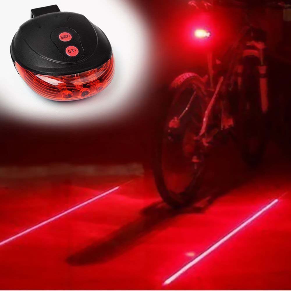 Rear LED Cycling Bicycle Bike Flash Taillight 2 Lasers 5 LED- Black