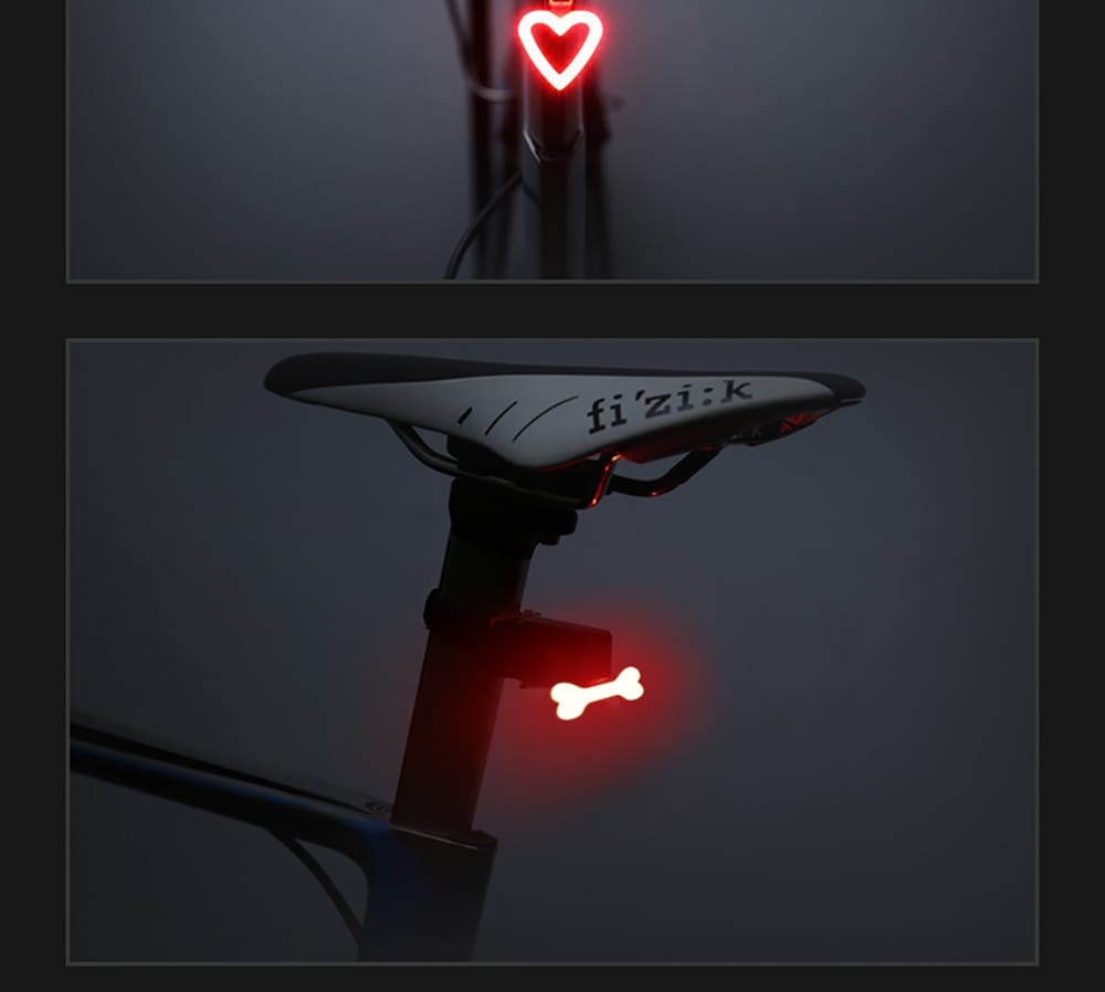 Utorch USB Charging Mountain Bike Night Riding Creative Taillight- White Heart