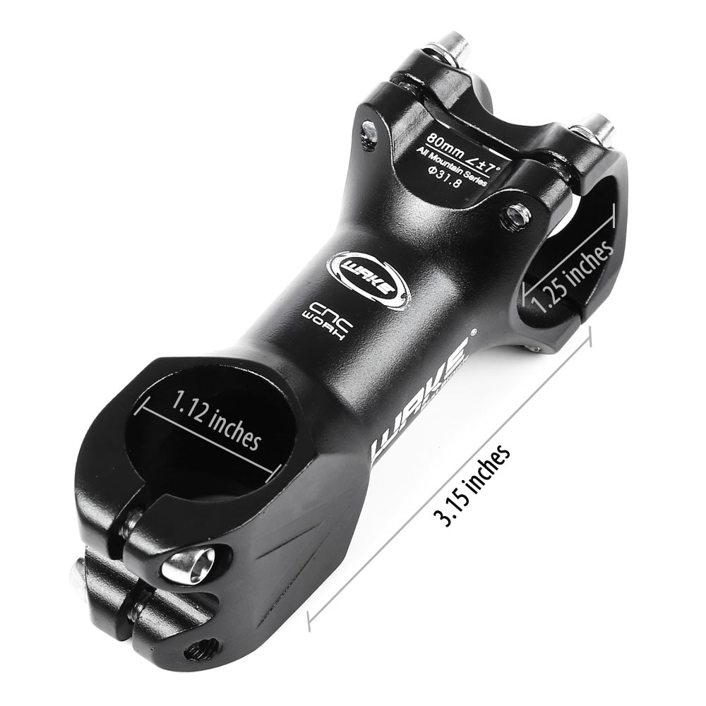 WAKE 31.8MM Cycling Bike Bicycle MTB High-strength Aluminum Alloy Handlebar Stem- Black 31.8 x 60MM