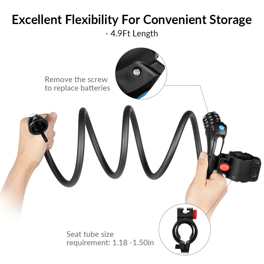 ZANMAX PYM3789 4 Digital Password Lock Cable with LED Light- Black