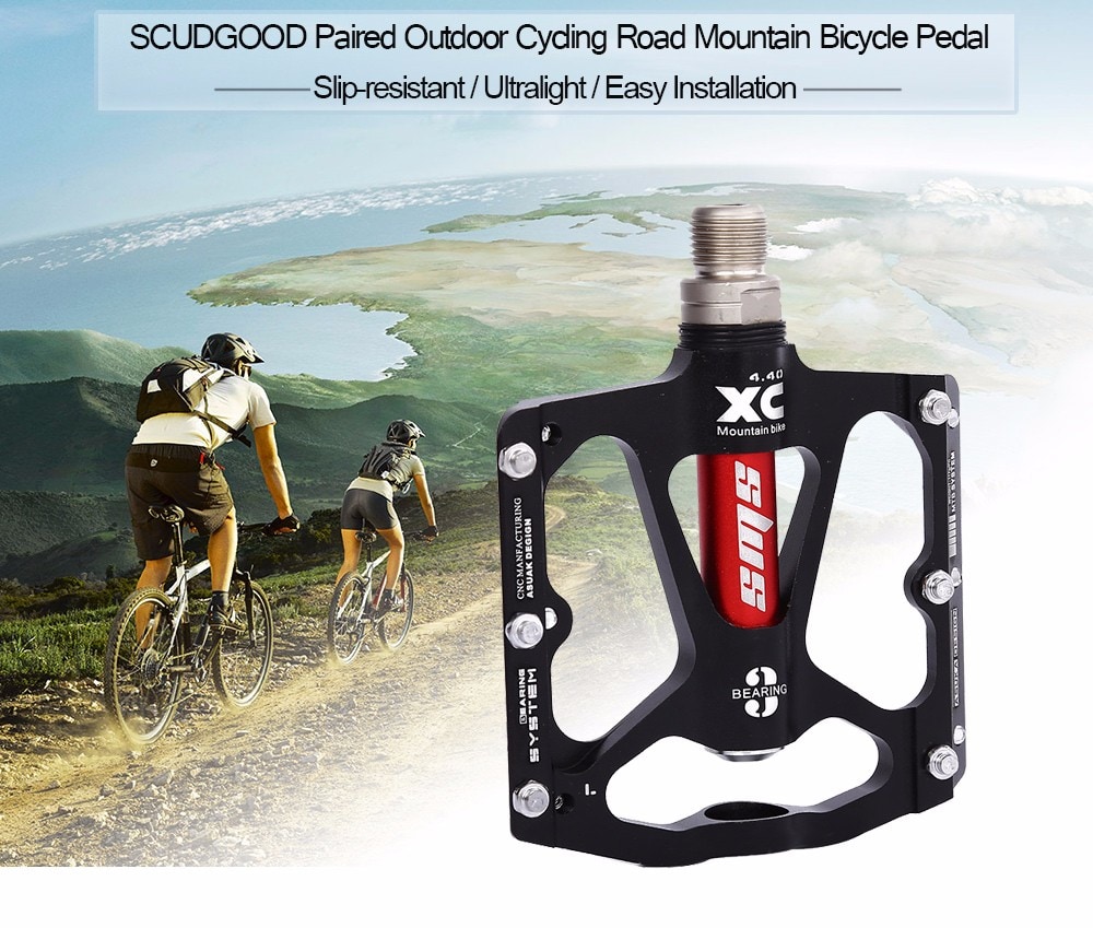 SHANMASHI Paired Aluminium Alloy 3 Bearing Road Mountain Bicycle Pedal- Red