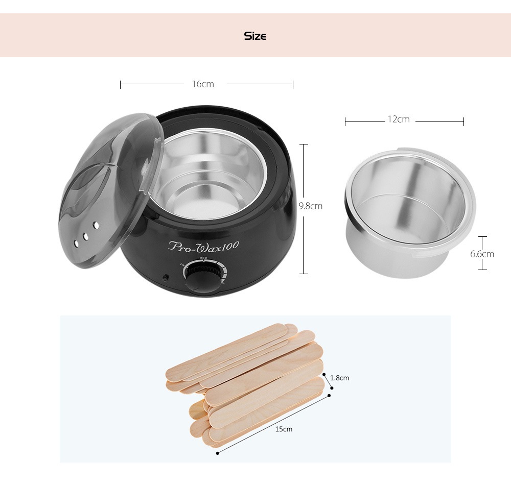 SM - 500 Hair Removal Electric Waxing Heater Kit with Beans Papers Applicator Sticks- Black EU Plug