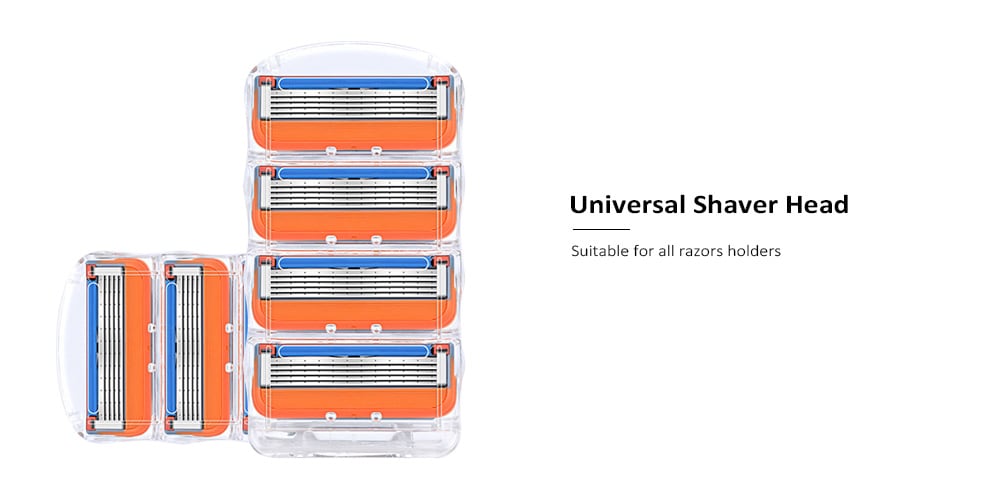 Five layer Blade Hand Shaver for Men with 4PCS- Orange