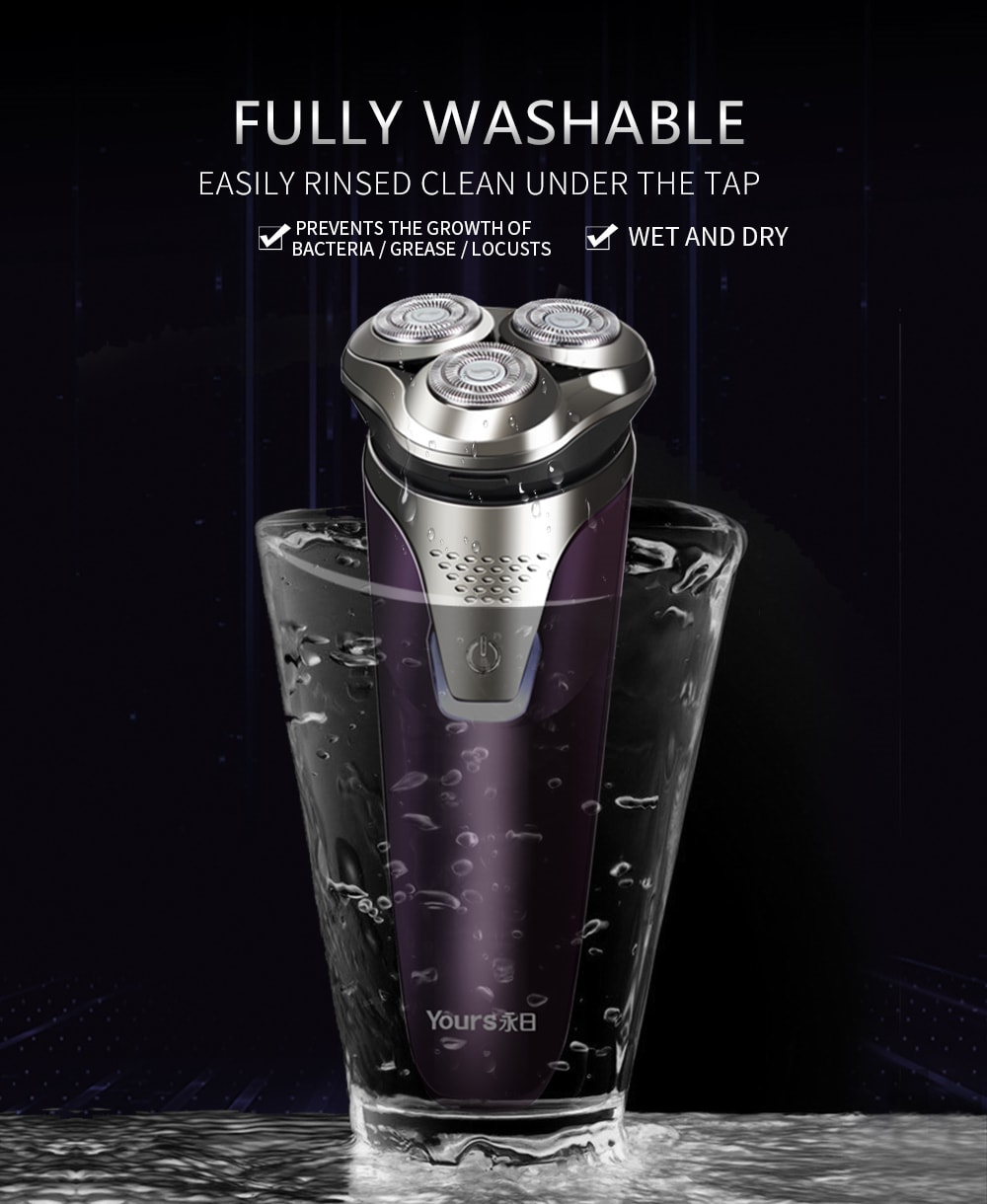 YOURS Three Blade Electric Shaver Rechargeable Razor Man Purple T76- Violet