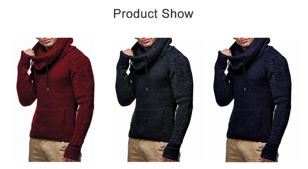 Thicker Turtleneck Christmas Sweater Coat for Men- Cadetblue XL