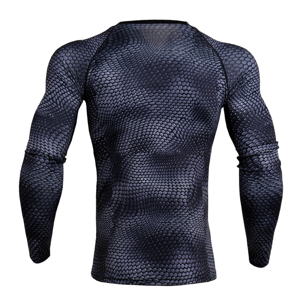 Snake Skin Baselayer Tights for Men Pants Shirts Fitness Running Cool Dry Tops- Black 4XL