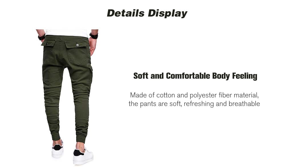 Fashion Solid Color Pleated Tether Belt Harem Casual Feet Pants for Men- Tiger Orange XL