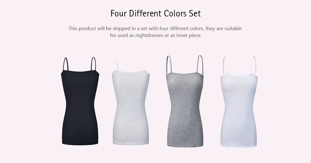 Women's Leisure Vest Elastic Slim Solid Color 4pcs- Multi-A M