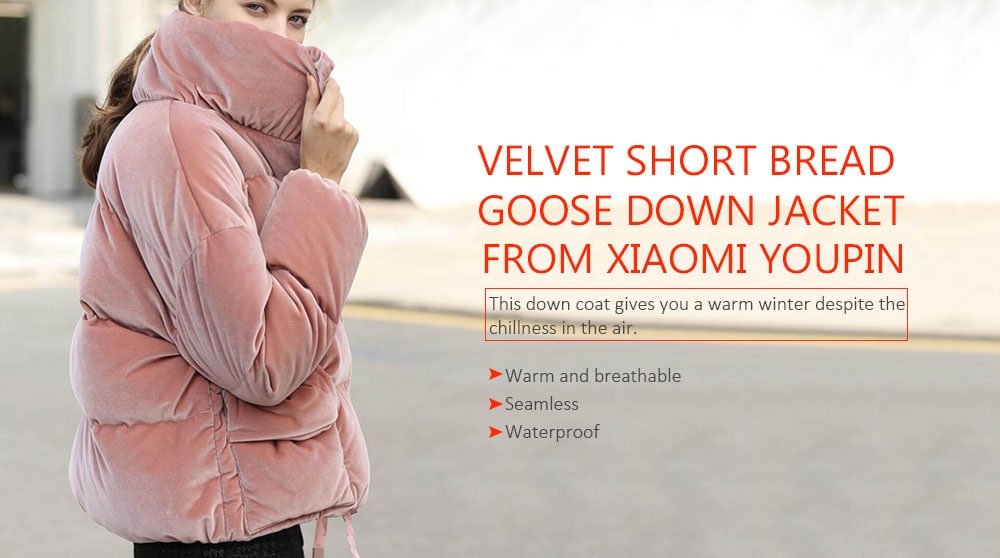 Velvet Short Bread Goose Down Jacket from Xiaomi Youpin- Pink M