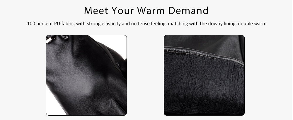 Touch Screen Men Gloves Leather Winter- Coffee