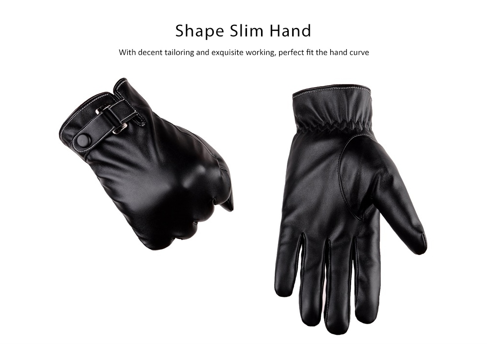 Touch Screen Men Gloves Leather Winter- Coffee