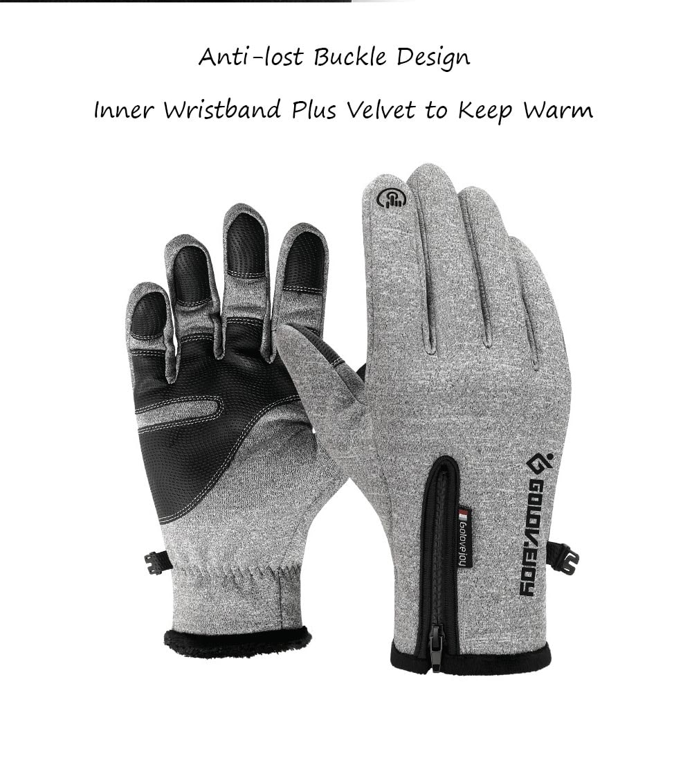 Outdoor Climbing Riding Screen Touching Gloves for Winter Use 2pcs- Gray S