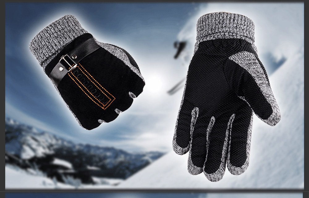 Winter Thickening Warm Men's Gloves- Black