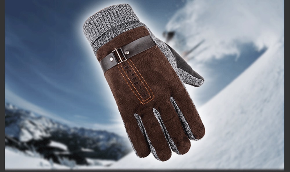 Winter Thickening Warm Men's Gloves- Black